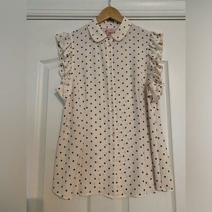 Black and cream blouse with pearl buttons EUC size 12